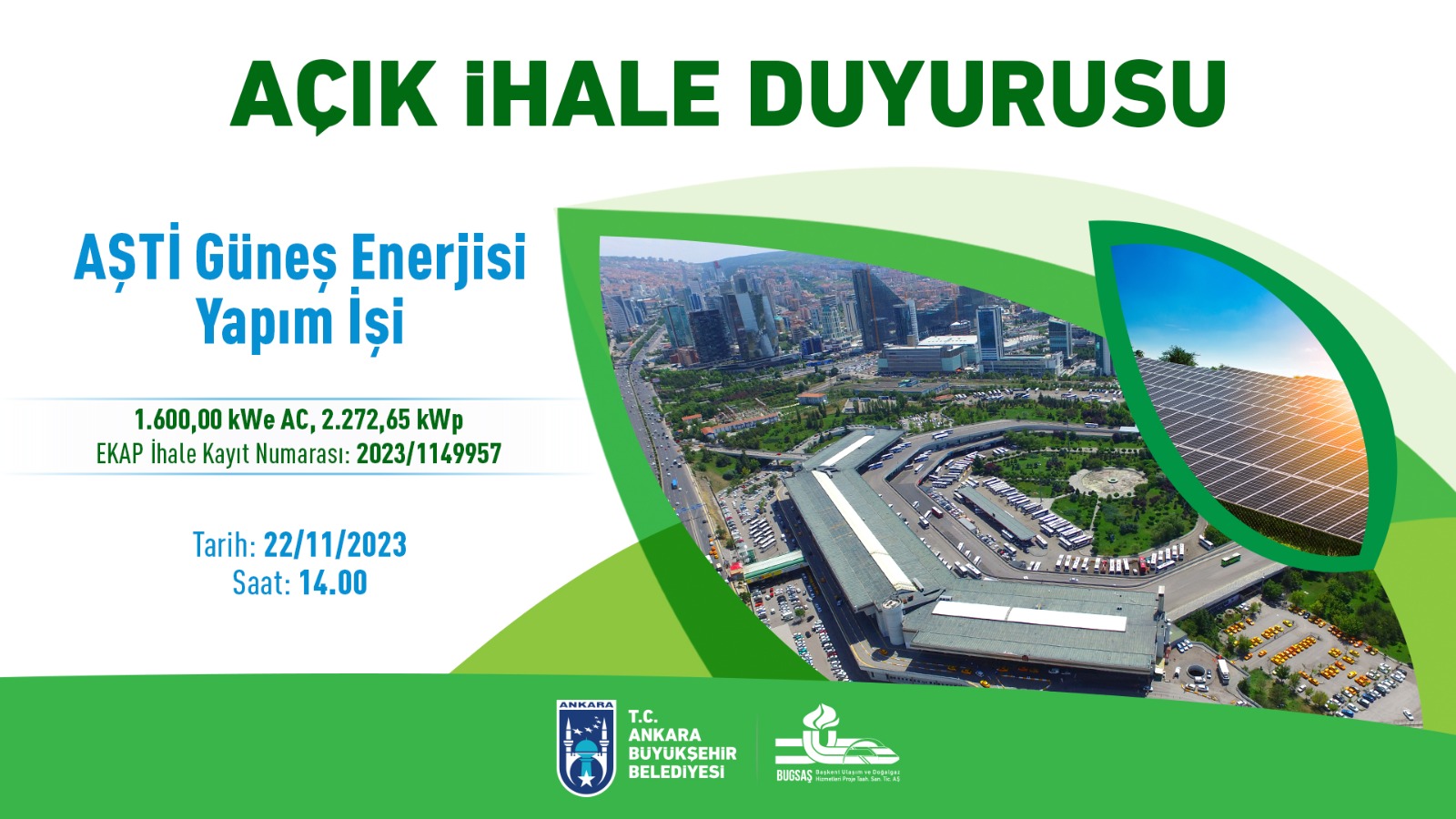 Ankara Büyükşehir Belediyesi AŞTİ çatısına güneş enerji santrali kuruyor