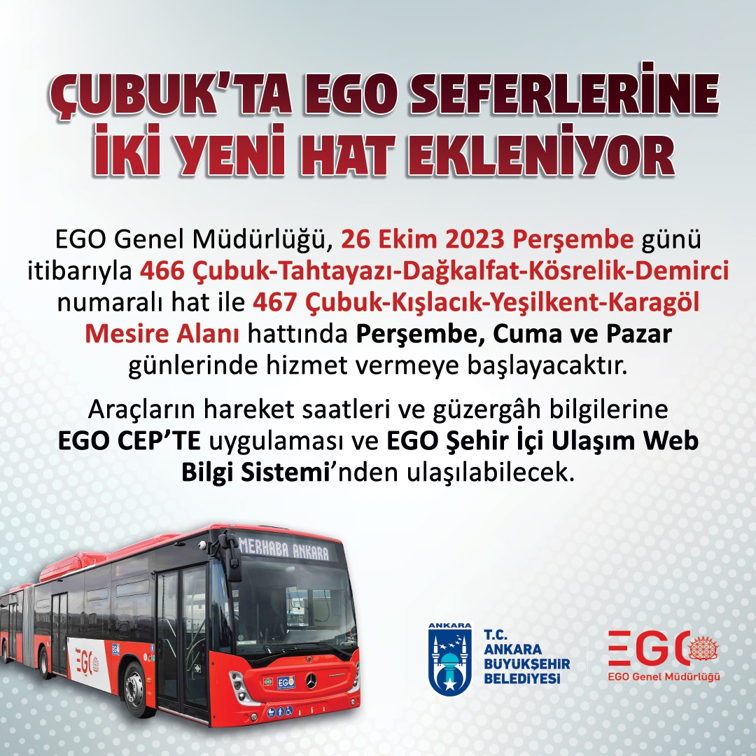 EGO Genel Müdürlüğü'nden 2 yeni otobüs hattı müjdesi geldi