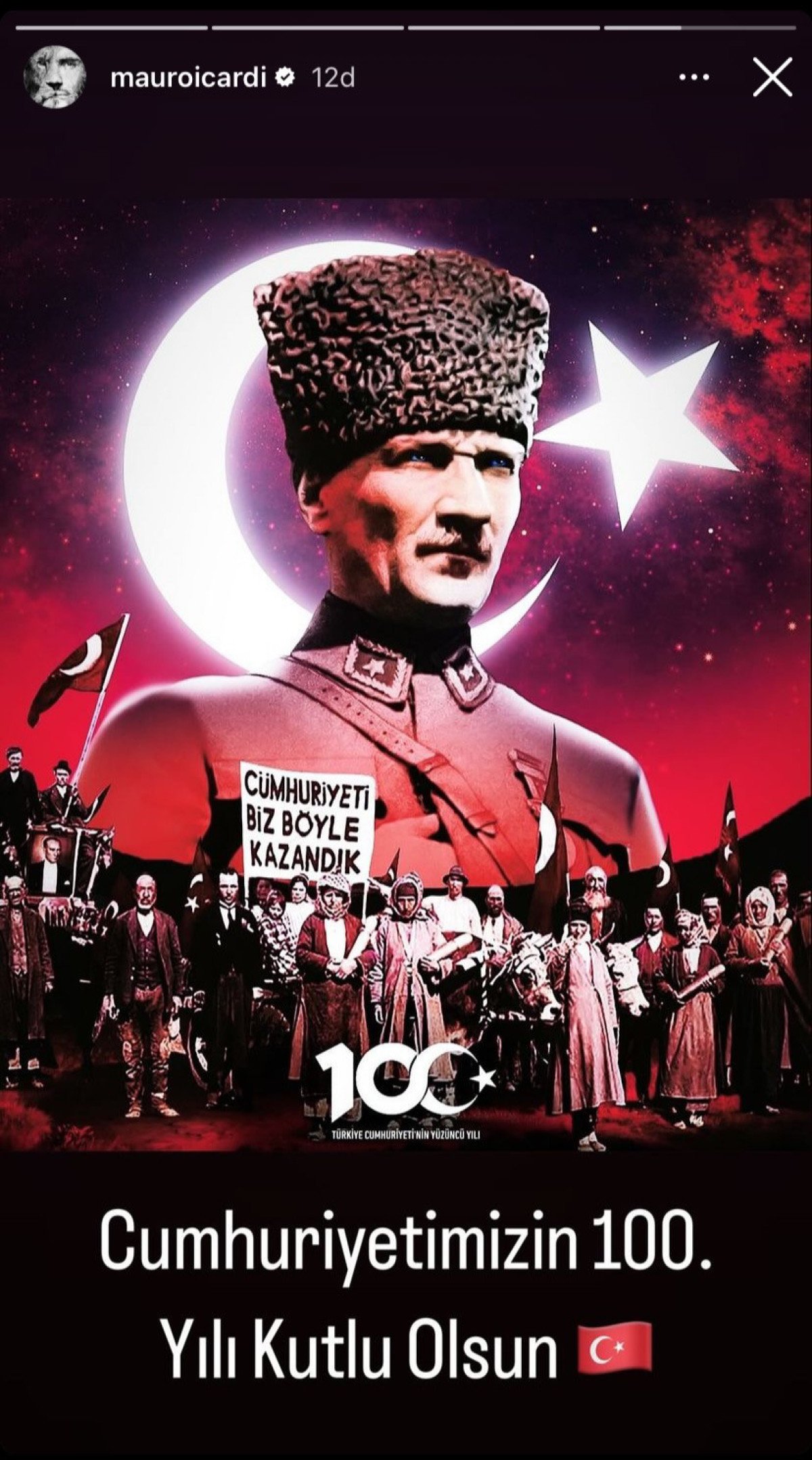 Galatasaray'ın yıldızı Icardi'den Cumhuriyet'in 100. yılına özel paylaşım