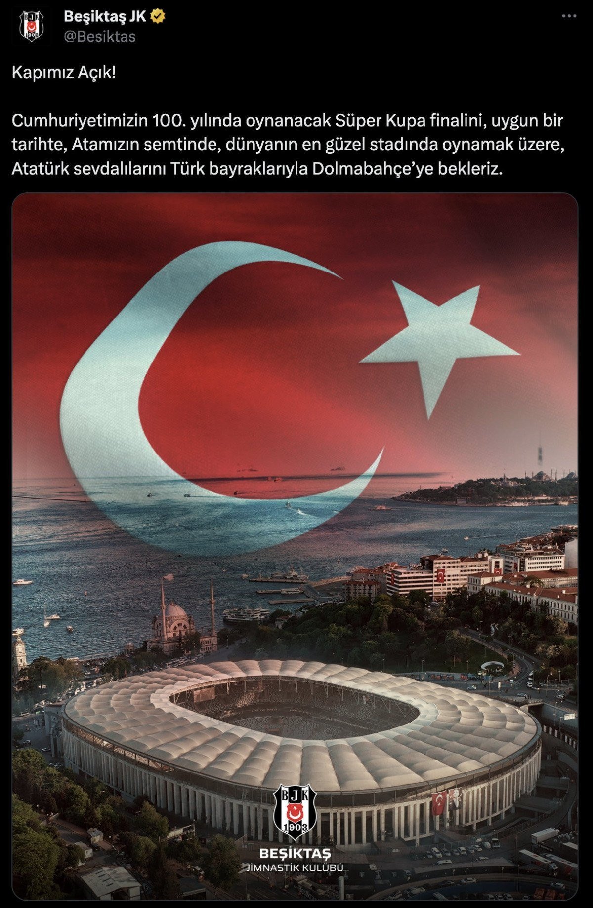 Beşiktaş’tan tarihi çağrı: Süper Kupa’yı Dolmabahçe’de oynayalım